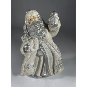 Vintage Christmas Santa Claus Victorian K’s Collection White Silver Figurine